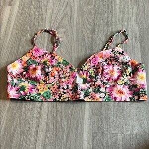 H&M Pink and Green Bustier Camisole